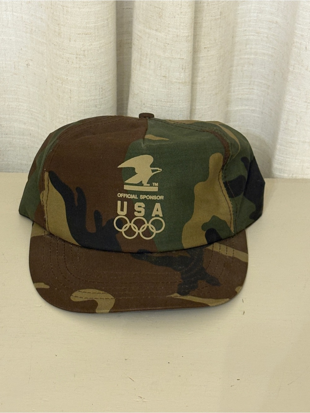 Vtg 90s USPS Olympic Sponsor Camouflage Snapback Hat